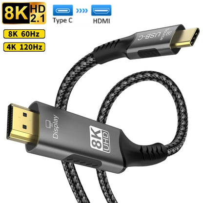 USB C to HDMI Cable 8K@60Hz 4K@120Hz Type C to HDMI 2.1 Thunderbolt